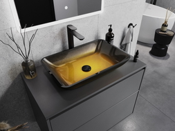 Mexen Megan Glaswaschbecken Aufsatzwaschbecken 56 x 36 cm, dunkles Gold - 24135651