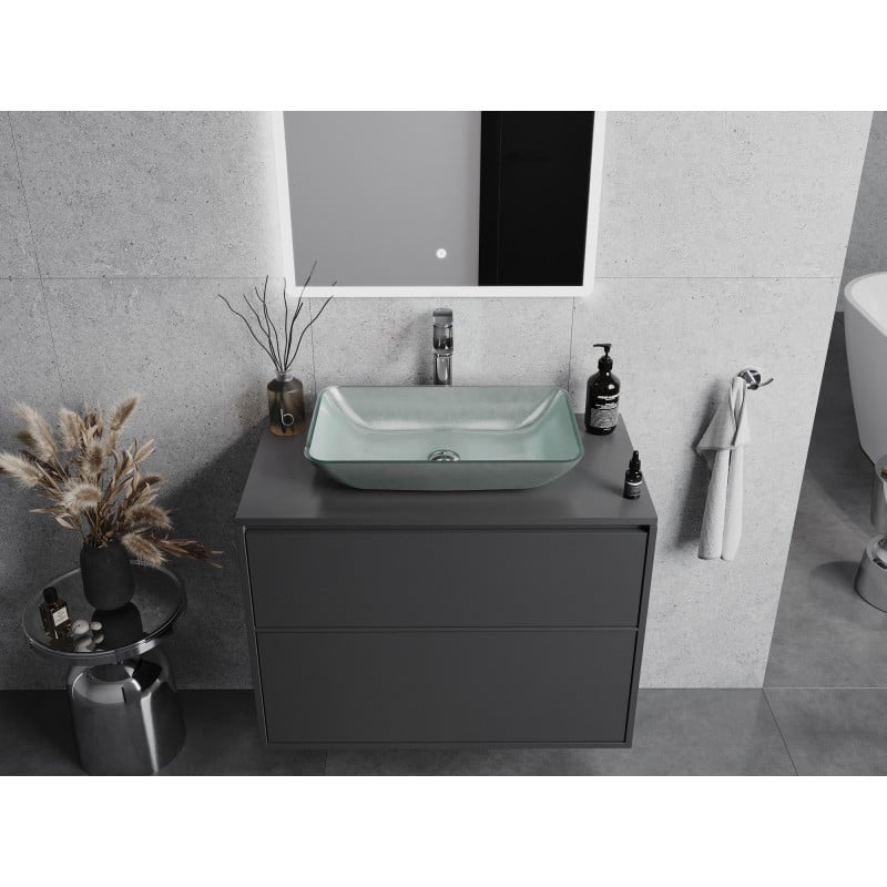 Mexen Megan Glaswaschbecken Aufsatzwaschbecken 56 x 36 cm, silber - 24135611