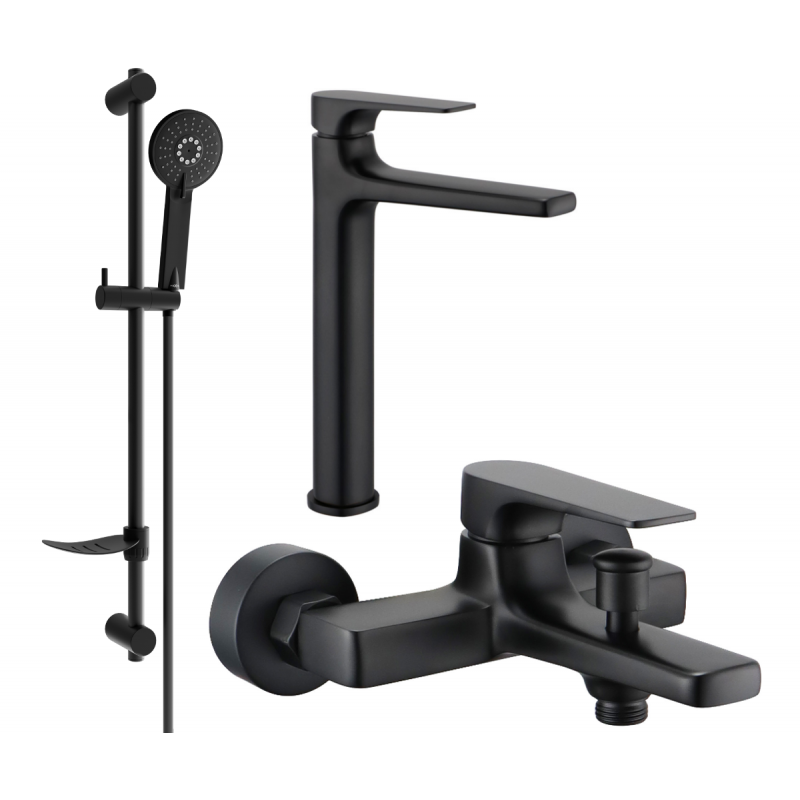 Mexen Lynx DF40 Badezimmerset, schwarz - 745913DF40-70