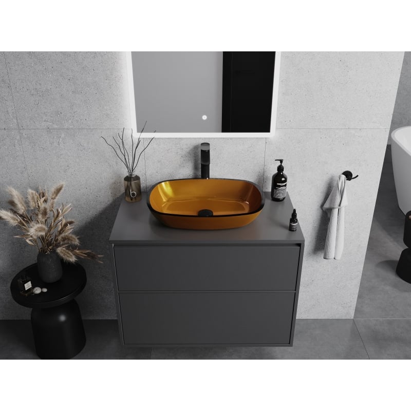 Mexen Araks Glaswaschbecken Aufsatz 54 x 39 cm, Gold - 24155450