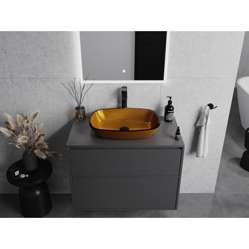Mexen Araks glaswaschbecken zur aufsatzmontage 54 x 39 cm, gold - 24155450