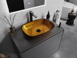 Mexen Araks glaswaschbecken zur aufsatzmontage 54 x 39 cm, gold - 24155450