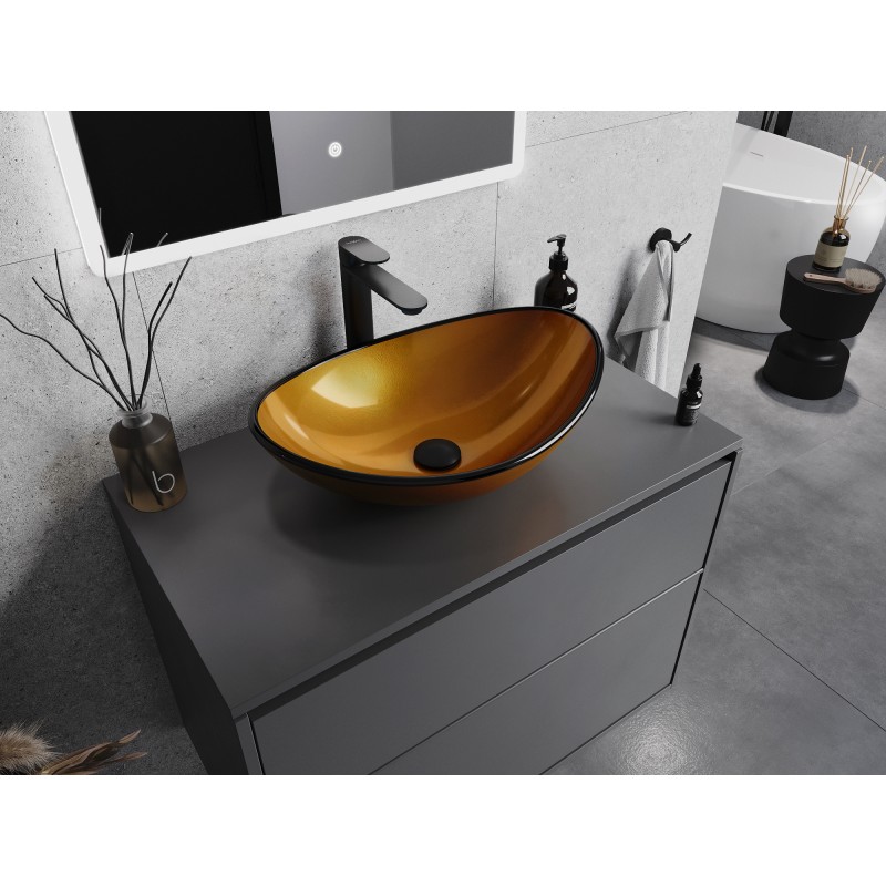 Mexen Sonia Glas-Waschbecken Aufsatzwaschbecken 54 x 37 cm, Gold - 24145450