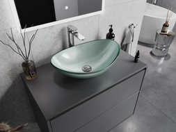 Mexen Sonia Glaswaschbecken Aufsatz 54 x 37 cm, silber - 24145411