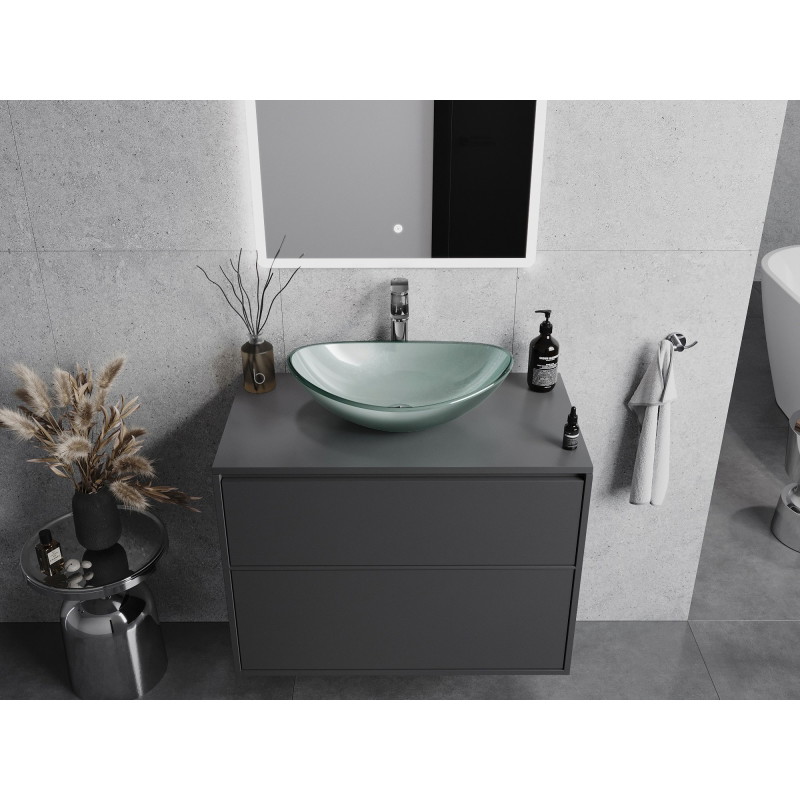 Mexen Sonia Glas-Aufsatzwaschbecken 54 x 37 cm, silber - 24145411