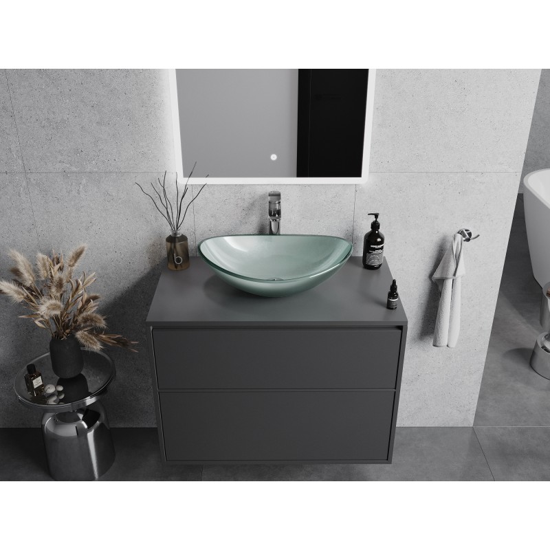 Mexen Sonia Glaswaschbecken Aufsatz 54 x 37 cm, silber - 24145411