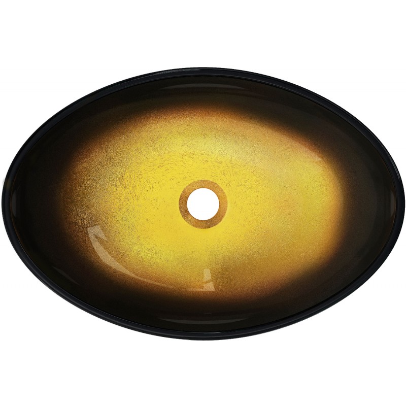 Mexen Sonia Gläsernes Aufsatzwaschbecken 54 x 37 cm, dunkelgold - 24145451