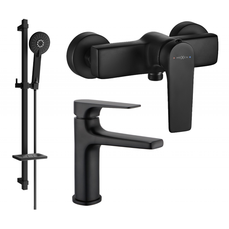 Mexen Lynx DQ40 Duschset, schwarz - 745904DQ40-70