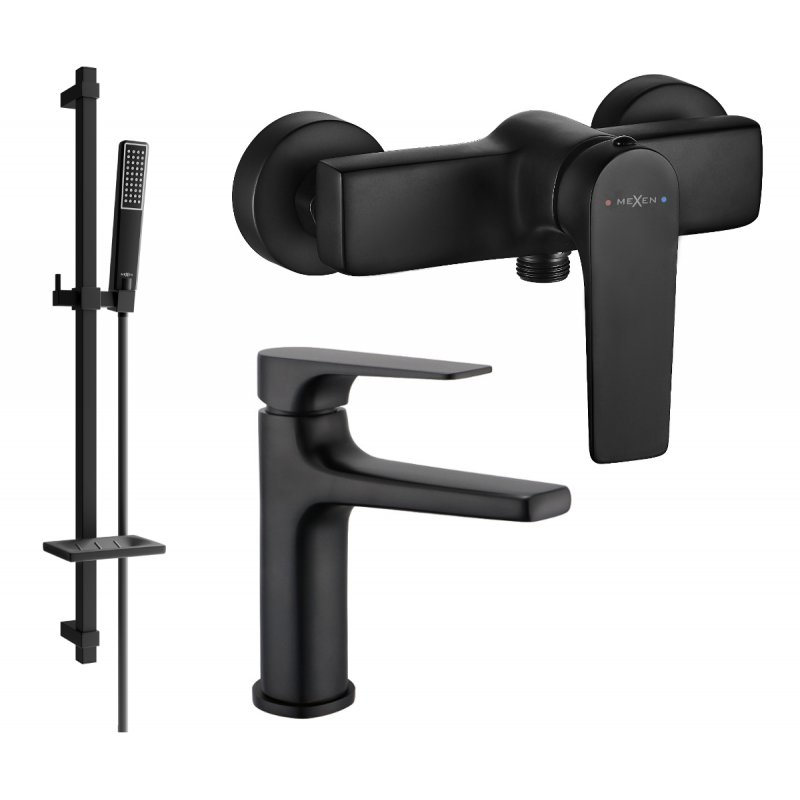 Mexen Lynx DQ72 Duschset, schwarz - 745904DQ72-70
