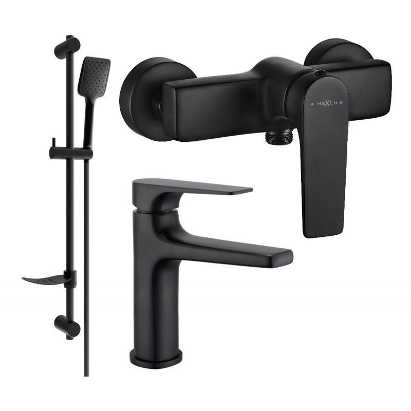 Mexen Lynx DF62 Duschset, schwarz - 745904DF62-70