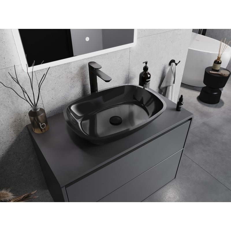 Mexen Araks Glaswaschbecken Aufsatzwaschbecken 54 x 39 cm, schwarz - 24155470
