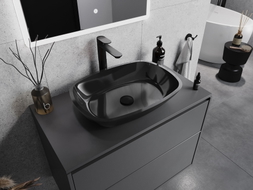 Mexen Araks Glaswaschbecken Aufsatzwaschbecken 54 x 39 cm, schwarz - 24155470