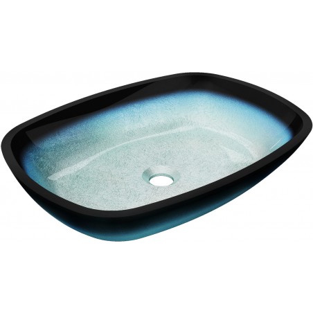Mexen Araks blaue Aufsatzwaschbecken aus Glas 54 x 39 cm - 24155447