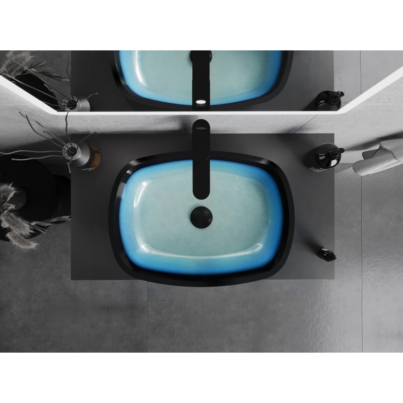 Mexen Araks Glaswaschbecken zur Aufsatzmontage 54 x 39 cm, blau - 24155447