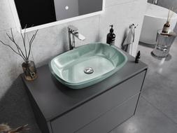 Mexen Araks Glas-Waschbecken zur Aufsatzmontage 54 x 39 cm, silber - 24155411