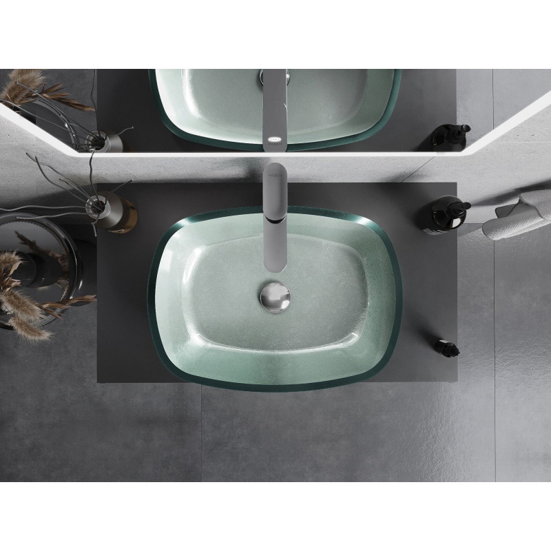 Mexen Araks Glaswaschbecken Aufsatzwaschbecken 54 x 39 cm, Silber - 24155411