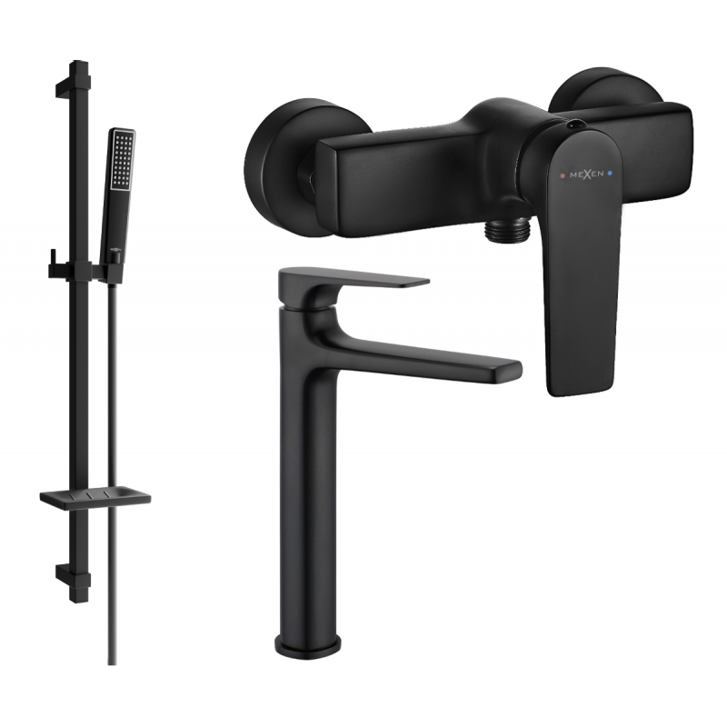 Mexen Lynx DQ72 Duschset, schwarz - 745914DQ72-70