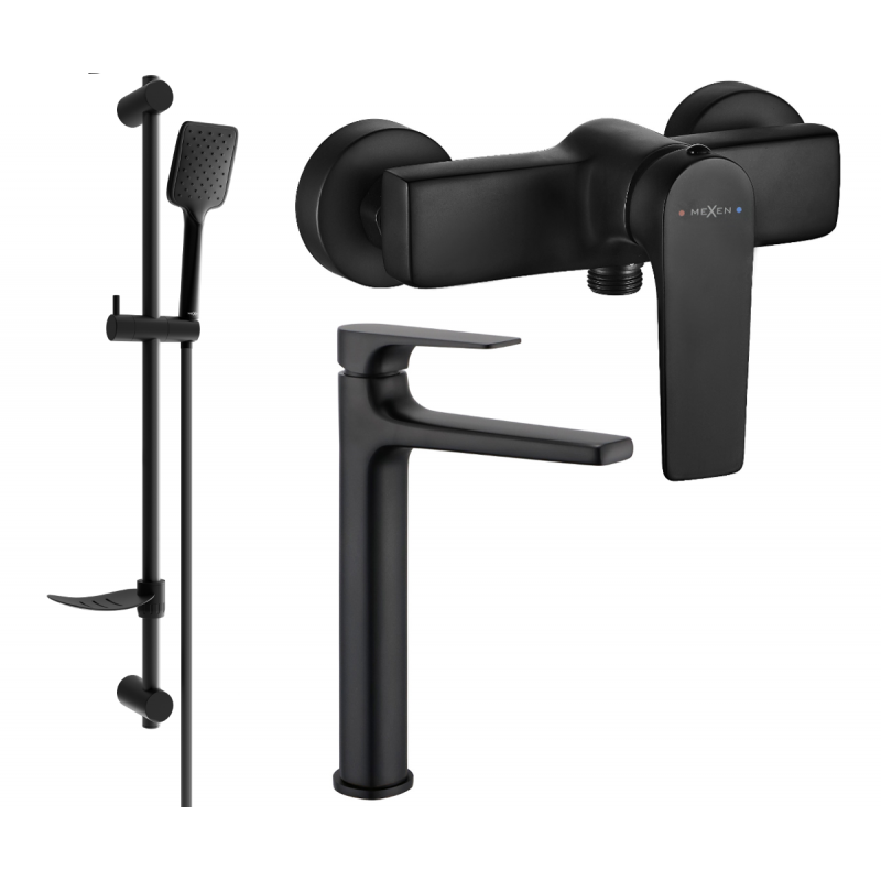 Mexen Lynx DF62 Duschset, schwarz - 745914DF62-70