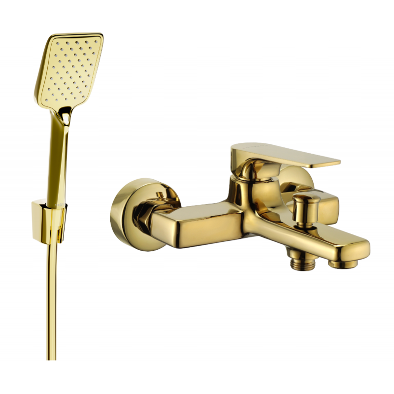 Mexen Lynx R62 Badewannenarmatur mit Duschset, Gold - 74593R62-50
