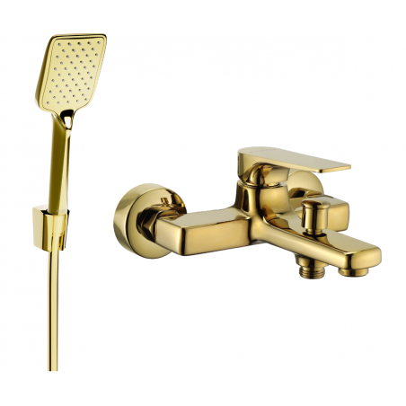 Mexen Lynx R62 Badewannenarmatur mit Duschset, Gold - 74593R62-50