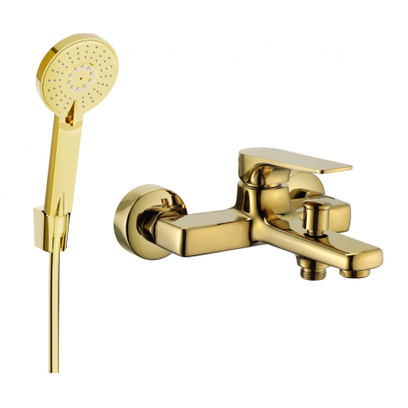 Mexen Lynx R40 Badewannenarmatur mit Duschset, Gold - 74593R40-50