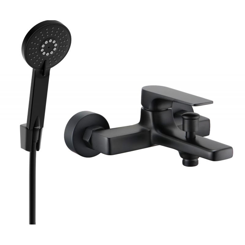 Mexen Lynx R40 Badewannenarmatur mit Duschset, schwarz - 74593R40-70
