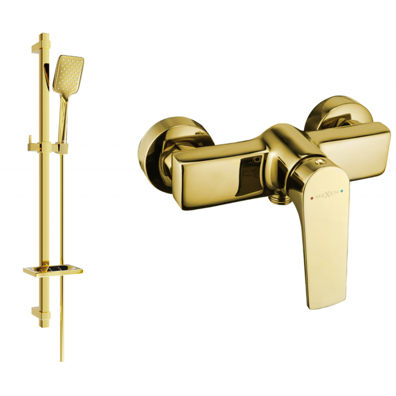 Mexen Lynx DQ62 Duscharmatur mit Duschset, gold - 74594DQ62-50