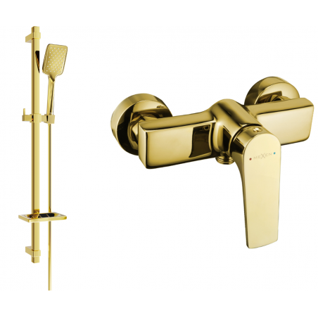 Mexen Lynx DQ62 Duscharmatur mit Duschset, gold - 74594DQ62-50
