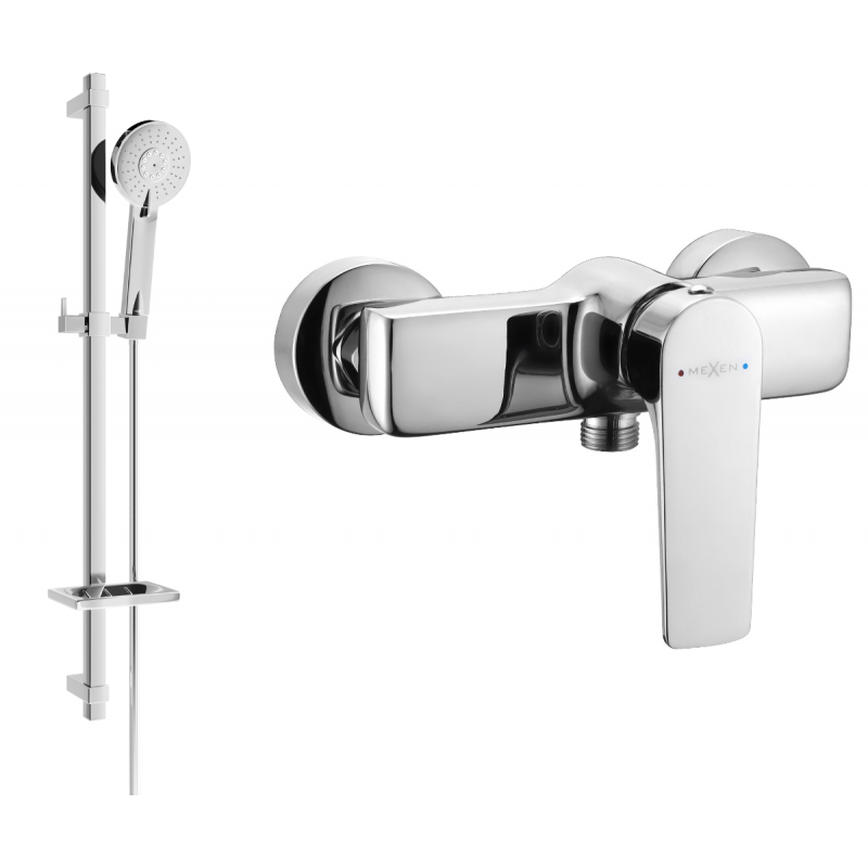 Mexen Lynx DQ40 Duscharmatur mit Duschset, Chrom - 74594DQ40-00