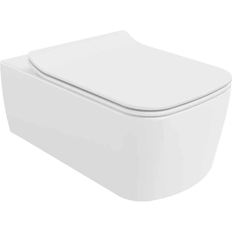 Mexen York WC-Schüssel Rimless mit langsam schließender Slim-Sitz, Duroplast, weiß glänzend - 30114000