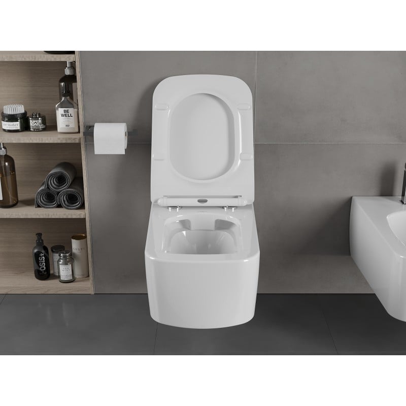 Mexen York WC-Schüssel Rimless mit langsam schließender Slim-Sitz, Duroplast, weiß glänzend - 30114000