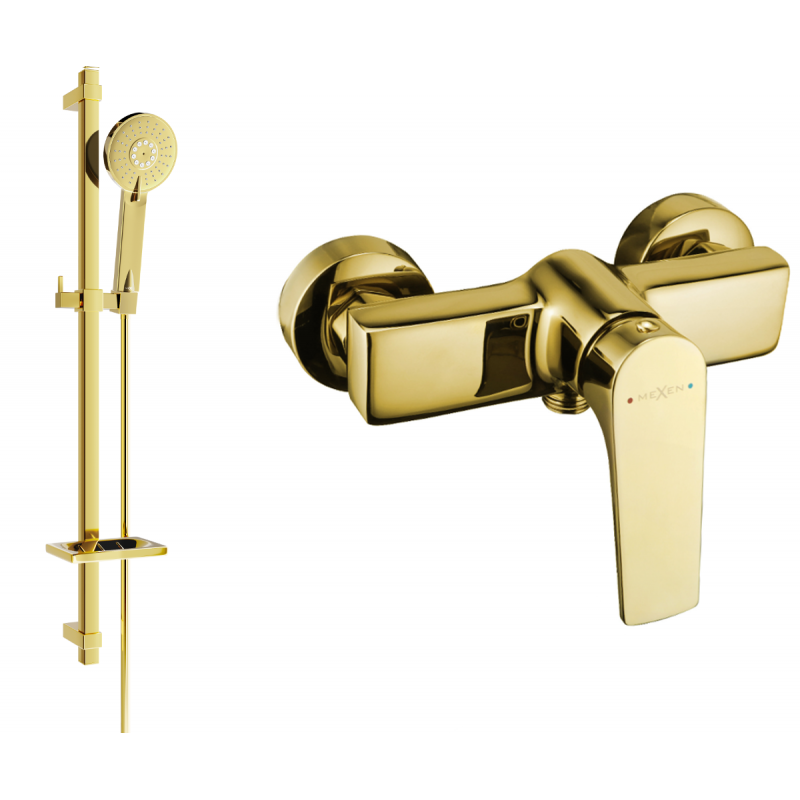 Mexen Lynx DQ40 Duscharmatur mit Duschgarnitur, gold - 74594DQ40-50