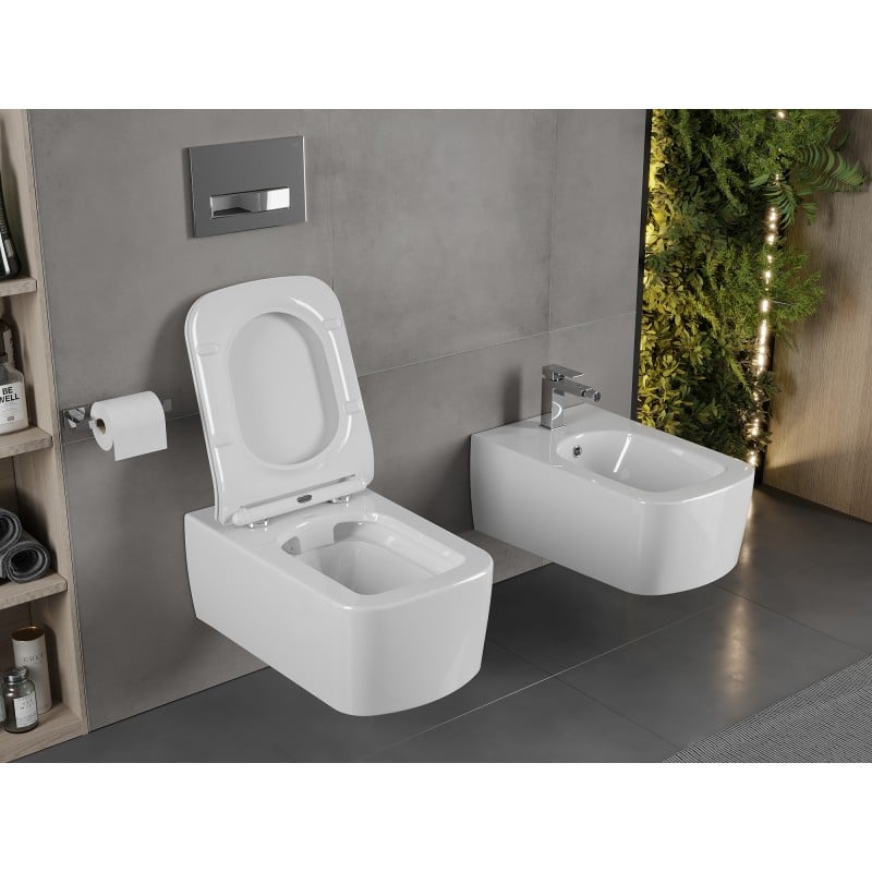 Mexen York WC-Schüssel Rimless mit langsam schließender Slim-Sitz, Duroplast, weiß glänzend - 30114000