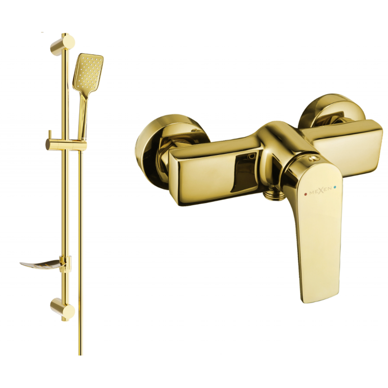 Mexen Lynx DF62 Duscharmatur mit Duschset, gold - 74594DF62-50