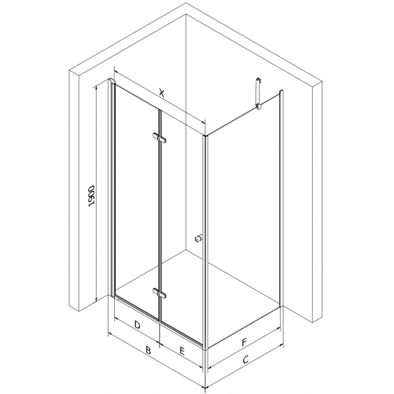 Mexen Lima Duschkabine faltbar 110 x 110 cm, transparent, schwarz - 856-110-110-70-00