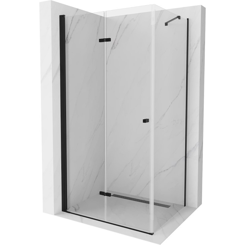 Mexen Lima faltbare Duschkabine 120 x 70 cm, transparent, schwarz - 856-120-070-70-00