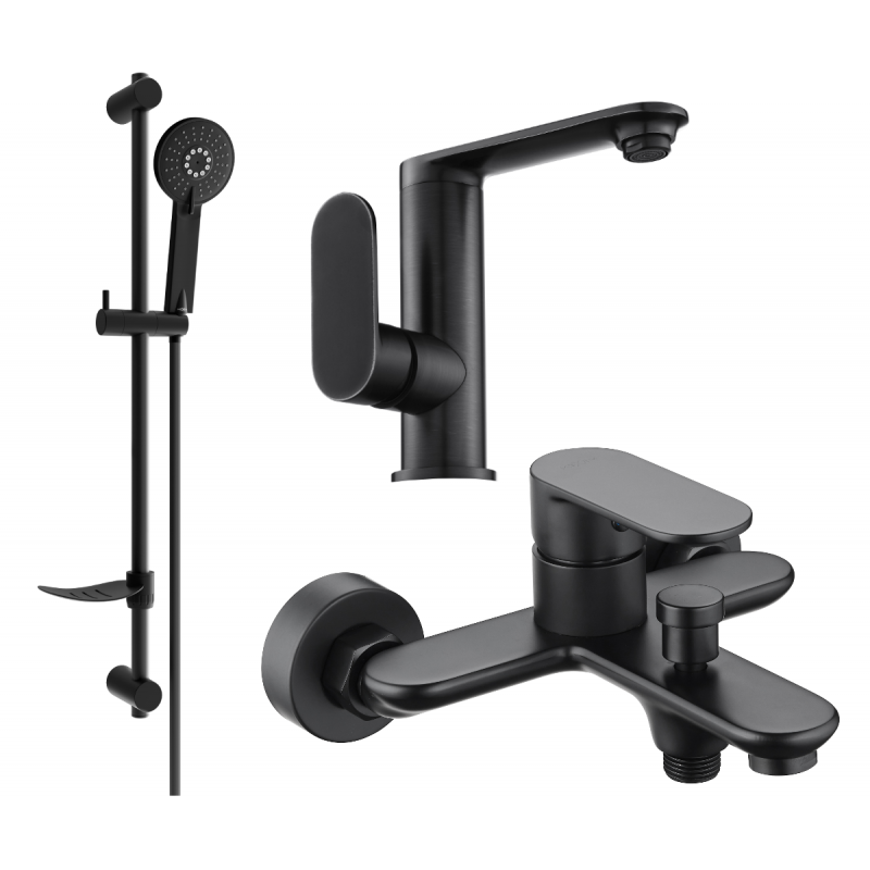 Mexen Milo DF40 Badewannen-Set, schwarz - 713053DF40-70