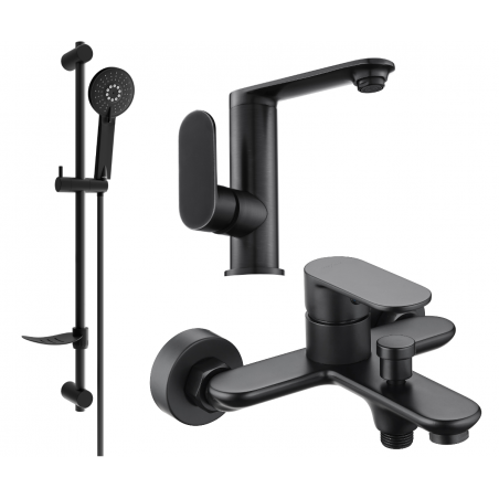 Mexen Milo DF40 Badewannen-Set, schwarz - 713053DF40-70