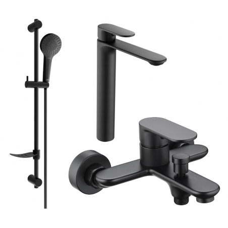 Mexen Milo DF05 Badewannen-Set, schwarz - 71313DF05-70