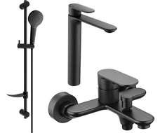 Mexen Milo DF05 Badewannen-Set, schwarz - 71313DF05-70