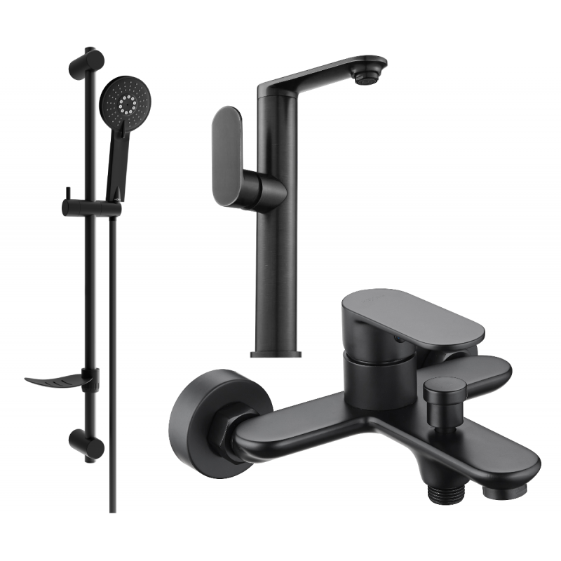 Mexen Milo DF40 Badewannen-Set, schwarz - 713153DF40-70