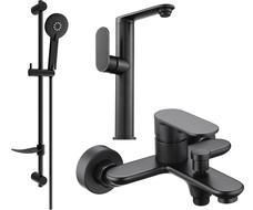 Mexen Milo DF40 Badewannen-Set, schwarz - 713153DF40-70