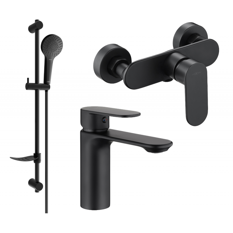 Mexen Milo DF05 Duschset, schwarz - 71304DF05-70