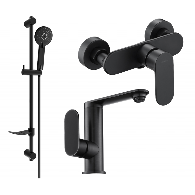 Mexen Milo DF40 Duschset, schwarz - 713054DF40-70