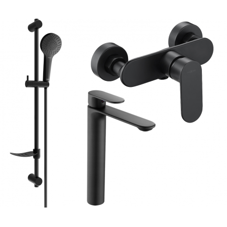 Mexen Milo DF05 Duschset, schwarz - 71314DF05-70