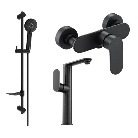 Mexen Milo DF40 Duschset, schwarz - 713154DF40-70