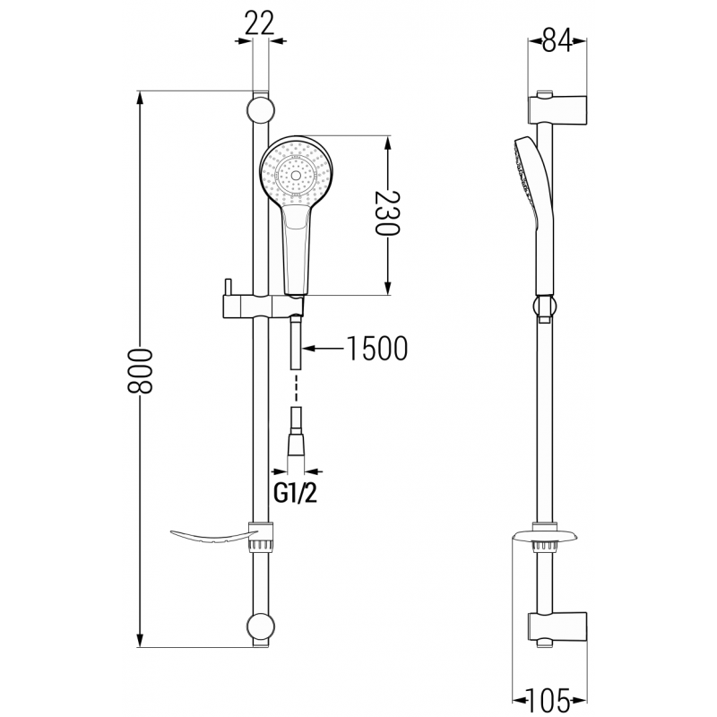 Mexen Milo DF05 Duschset, Chrom - 713154DF05-00