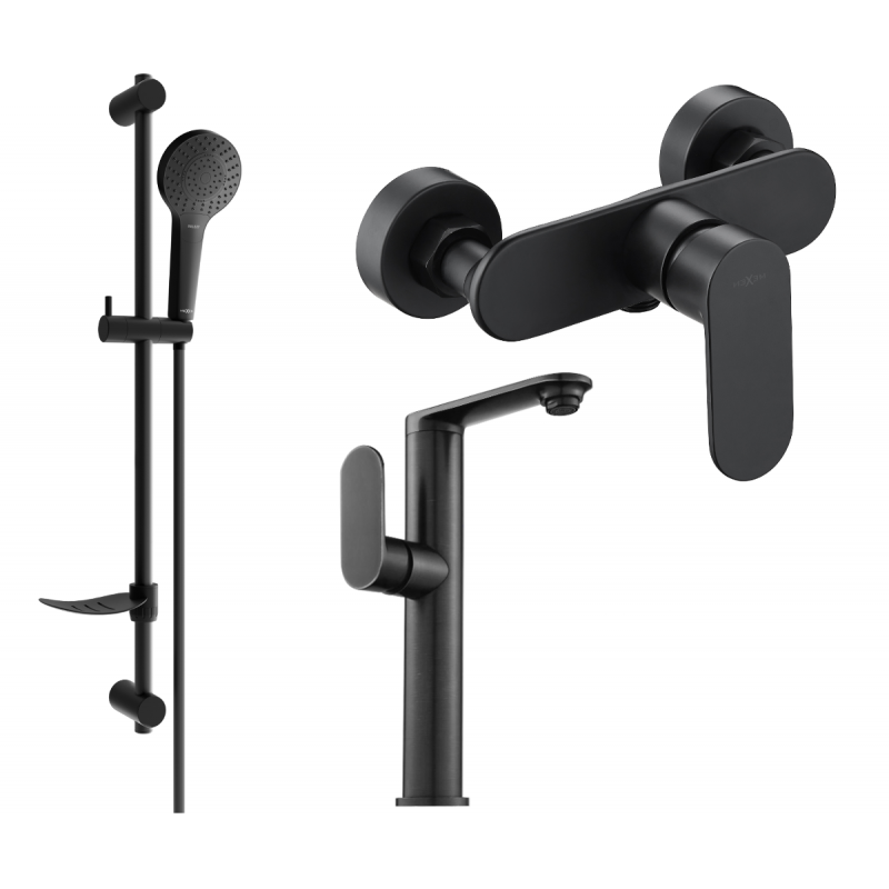 Mexen Milo DF05 Duschset, schwarz - 713154DF05-70
