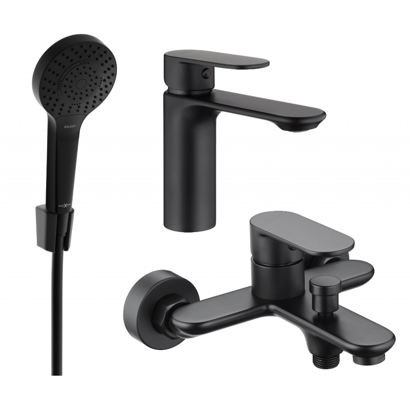 Mexen Milo R05 Badewannen-Set, schwarz - 71303R05-70
