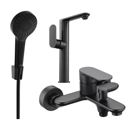 Mexen Milo R05 Badewannen-Set, schwarz - 713153R05-70